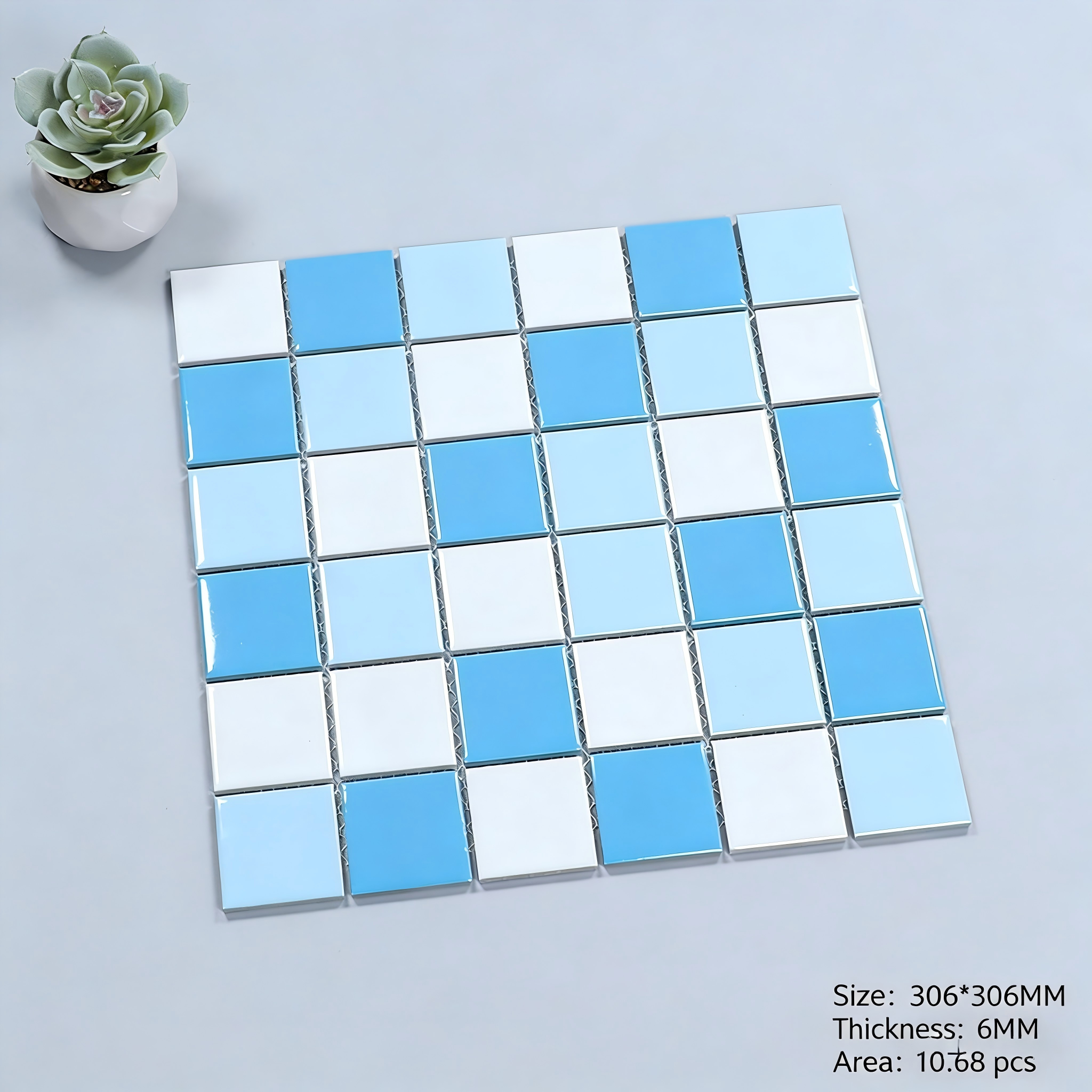 Thick-glazed ceramic mosaic tiles for swimming pools, outdoor use, frost-resistant and anti-slip, suitable for hotel bathrooms, pools, and fish ponds in blue - Tile(Small Stone) / Pool Tiles / Specialized Outdoor Tiles | CHEERFUL Kenya image 3 detail view