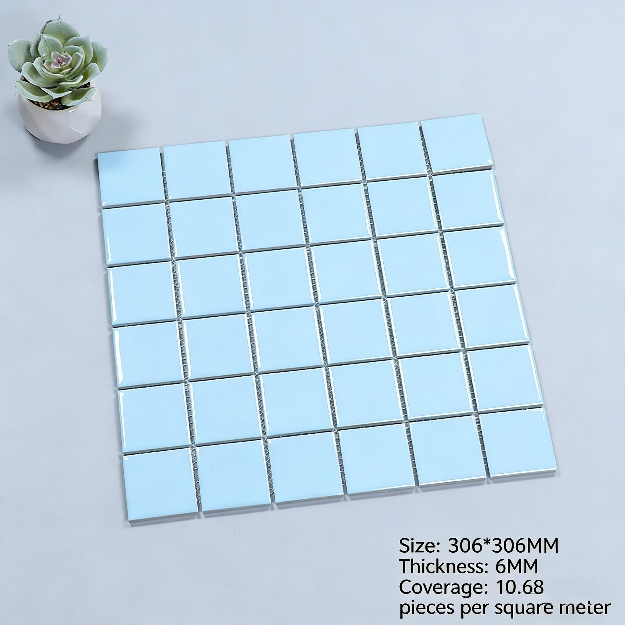 Thick-glazed ceramic mosaic tiles for swimming pools, outdoor use, frost-resistant and anti-slip, suitable for hotel bathrooms, pools, and fish ponds in blue - Tile(Small Stone) / Pool Tiles / Specialized Outdoor Tiles | CHEERFUL Kenya image 6 detail view