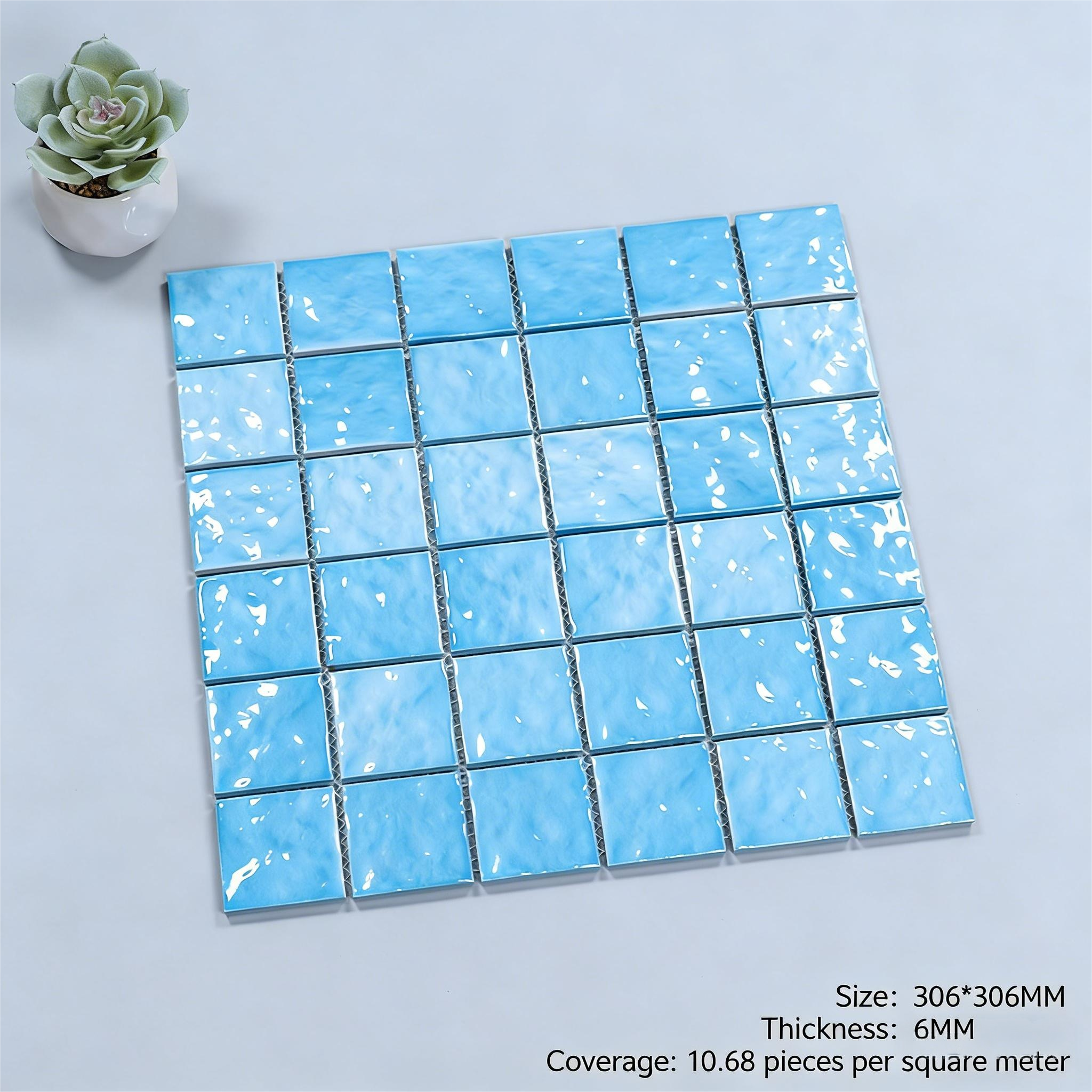 Thick-glazed ceramic mosaic tiles for swimming pools, outdoor use, frost-resistant and anti-slip, suitable for hotel bathrooms, pools, and fish ponds in blue - Tile(Small Stone) / Pool Tiles / Specialized Outdoor Tiles | CHEERFUL Kenya image 10 detail view