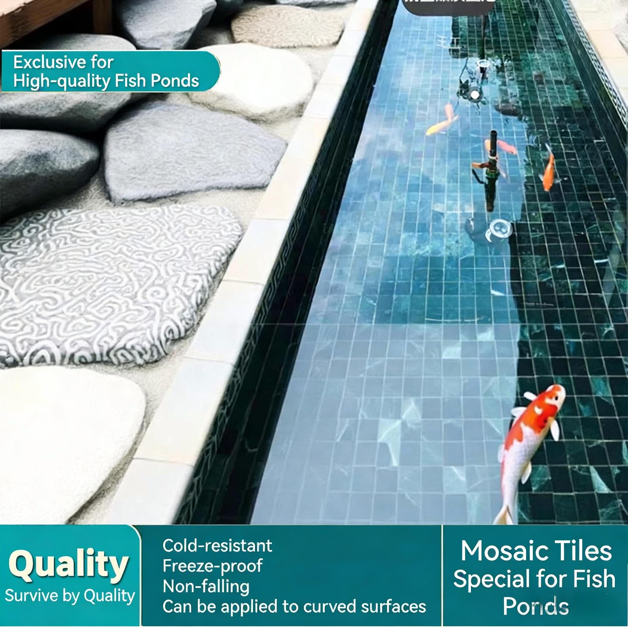 Stone mosaic tiles, small pieces of bathroom, bath pool, swimming pool, large flower green pool, fish pool, marble retro style - Pool Tiles / Specialized Outdoor Tiles | CHEERFUL Kenya