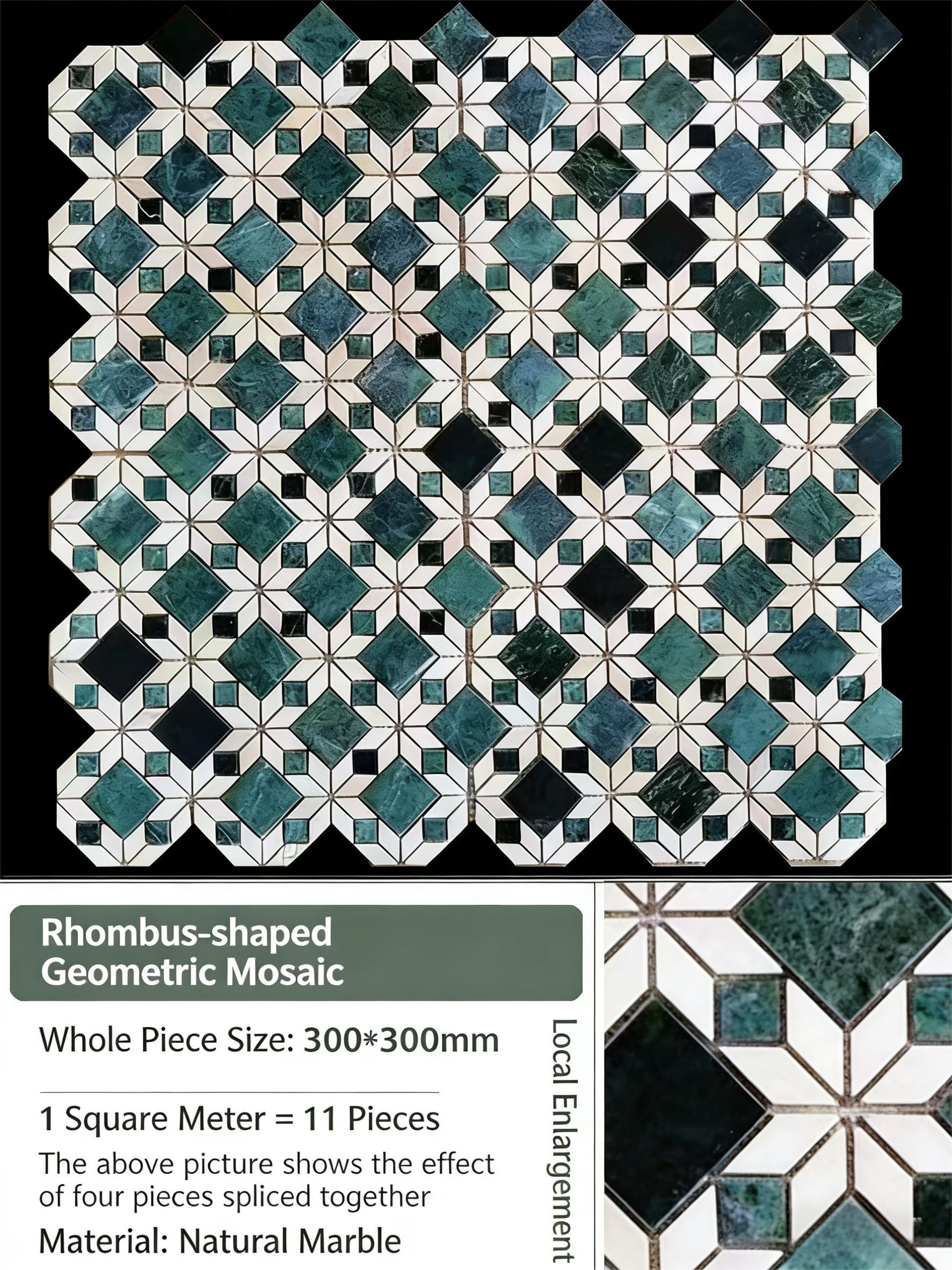 Stone mosaic tiles, small pieces of bathroom, bath pool, swimming pool, large flower green pool, fish pool, marble retro style - Tile(Small Stone) / Pool Tiles / Specialized Outdoor Tiles | CHEERFUL Kenya image 8 detail view