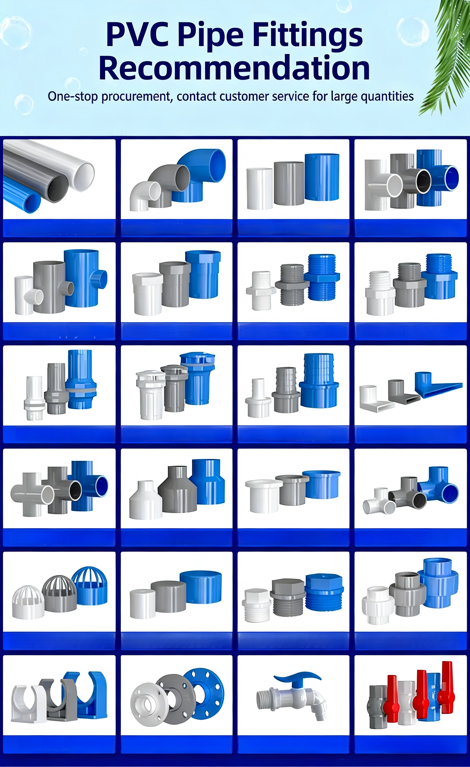 White PVC pipe, gray water supply pipe, UPVC rigid pipe fittings, 20/25/32/50mm plastic fish tank water inlet and outlet pipes - UPVC products | CHEERFUL Kenya image 5 detail view