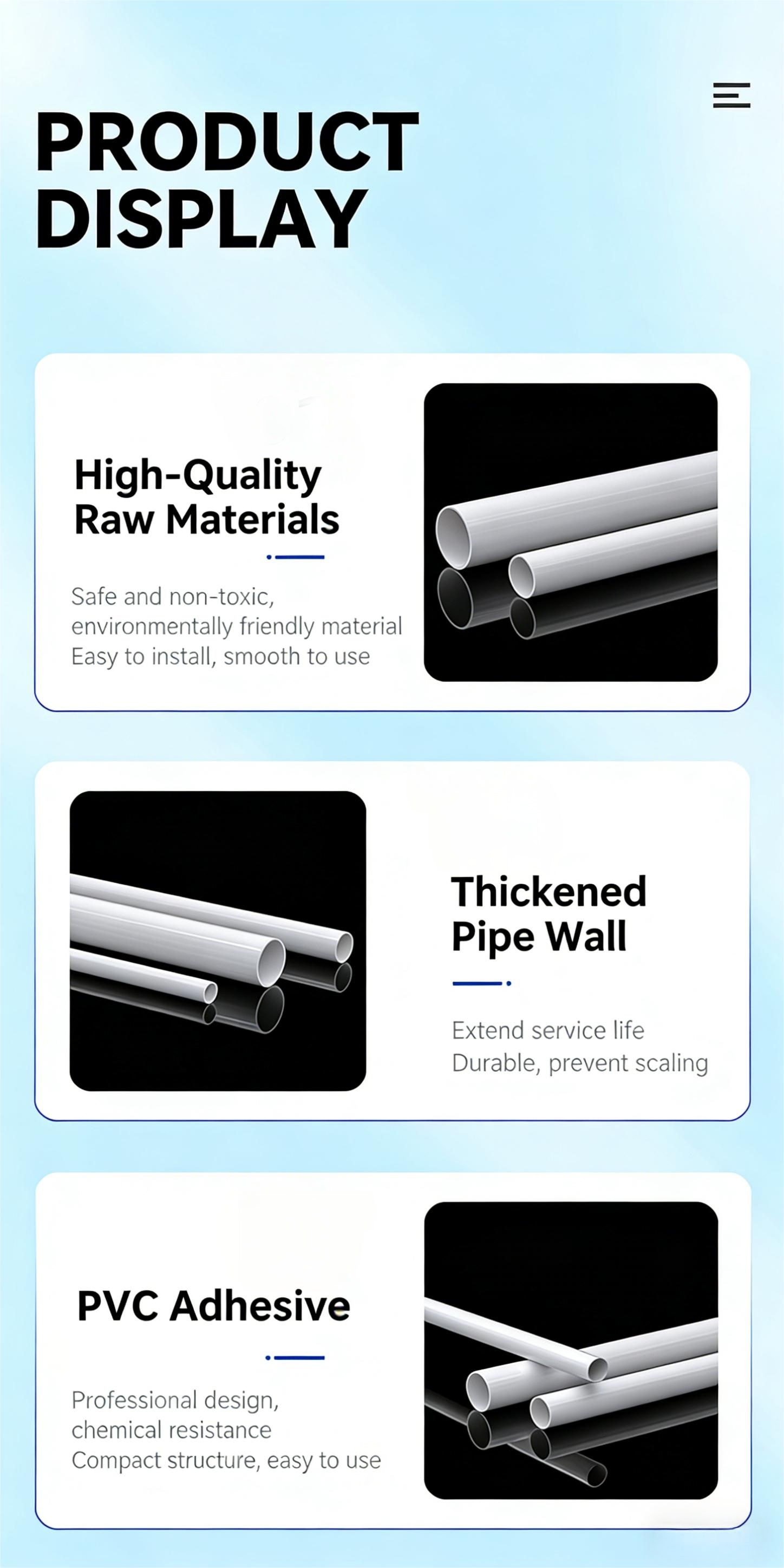 Thickened white PVC pipe, UPVC rigid pipe, plastic fittings, 20/25/32/50mm, aquarium water supply pipe. - UPVC products | CHEERFUL Kenya image 4 detail view