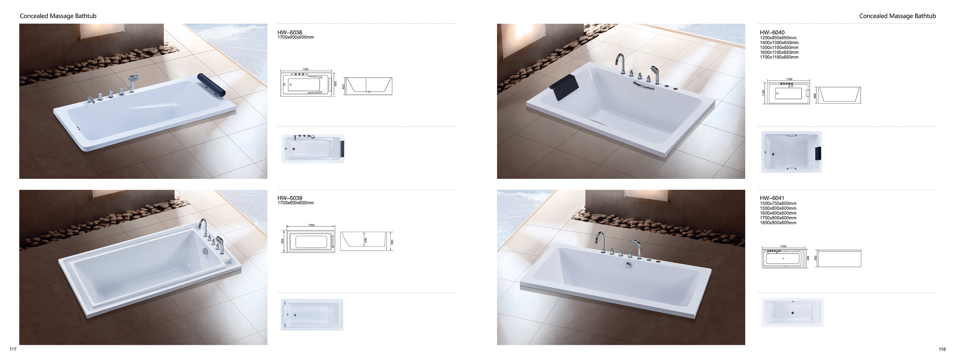 Concealed Massage Bathtub - Sanitary Ware | CHEERFUL Kenya image 10 detail view