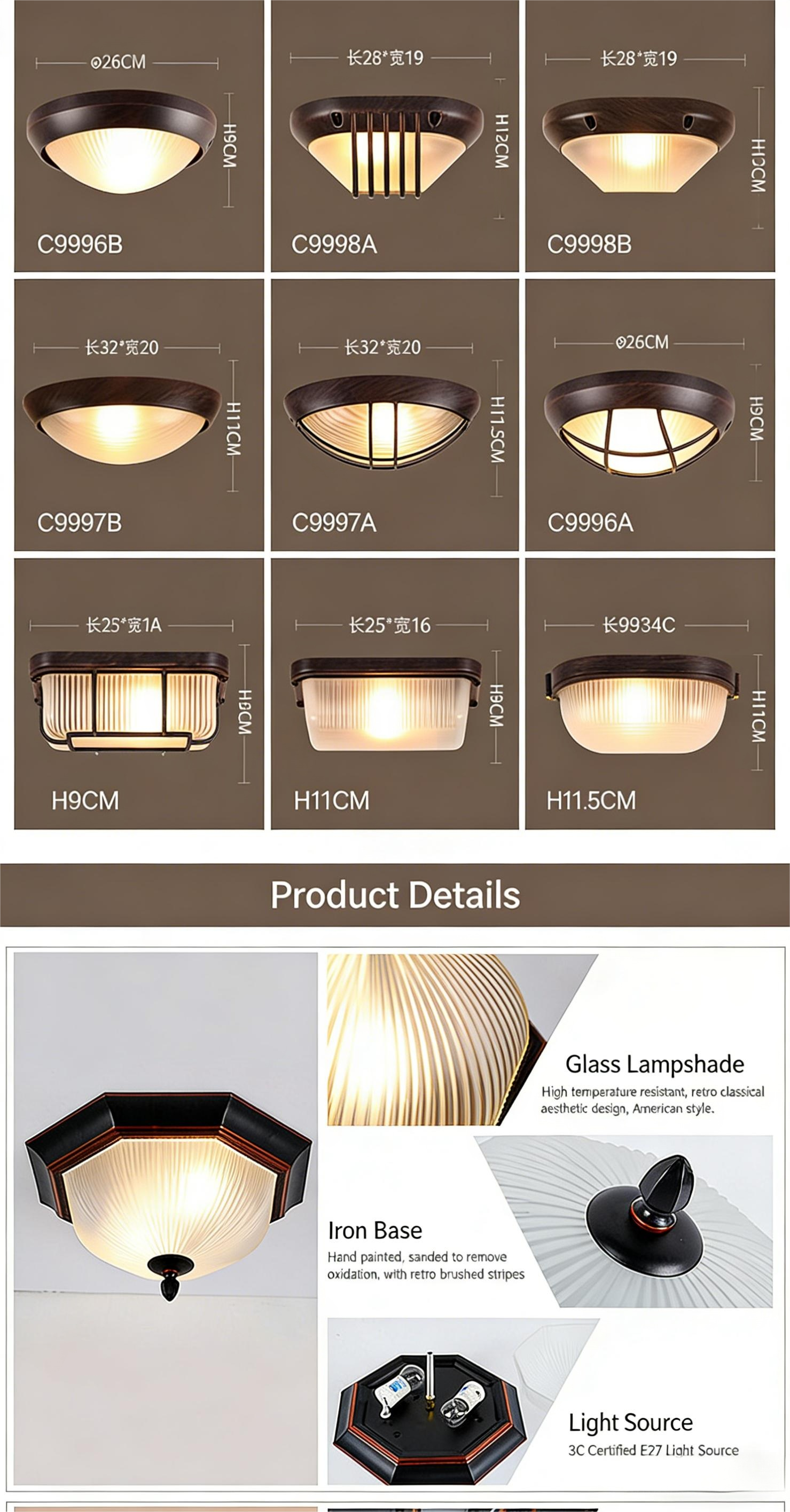 American ceiling light, European creative retro industrial style balcony corridor hallway foyer bedroom dining room lighting fixtures - Lighting Fixtures | CHEERFUL Kenya image 6 detail view