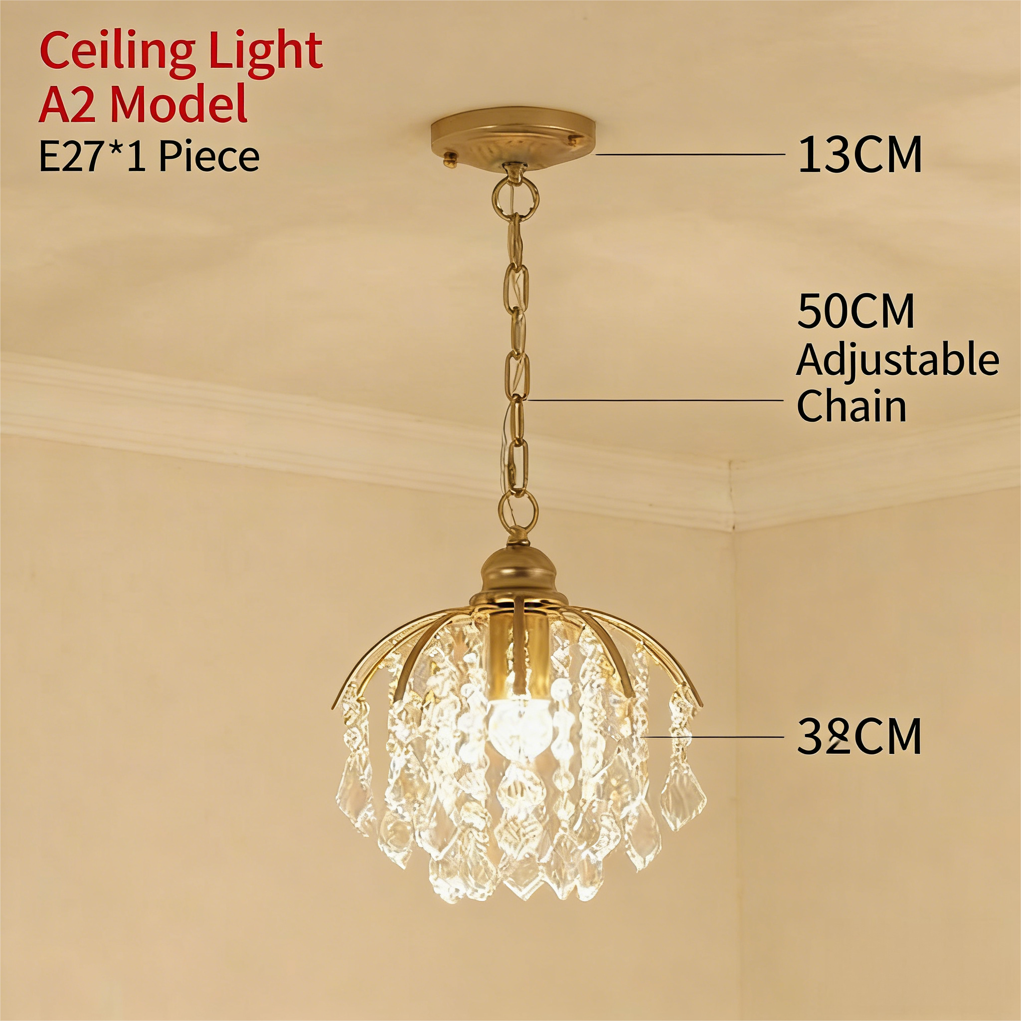 American style pendant lights, balcony hallway entrance lights, European style crystal pendant lights - Lighting Fixtures | CHEERFUL Kenya image 6 detail view
