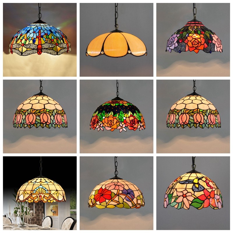 American retro colored glass restaurant light, European bar tea room bedroom balcony corridor glass hanging lamp - Lighting Fixtures | CHEERFUL Kenya