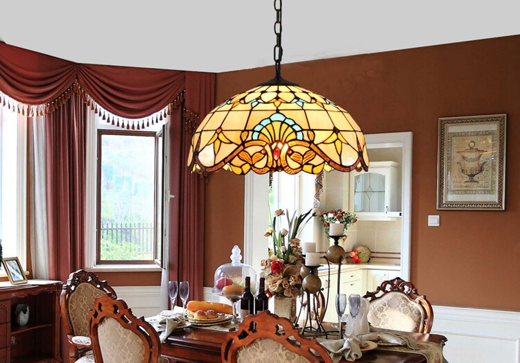 American retro colored glass restaurant light, European bar tea room bedroom balcony corridor glass hanging lamp - Lighting Fixtures | CHEERFUL Kenya image 6 detail view