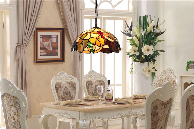 American retro colored glass restaurant light, European bar tea room bedroom balcony corridor glass hanging lamp - Lighting Fixtures | CHEERFUL Kenya image 9 detail view
