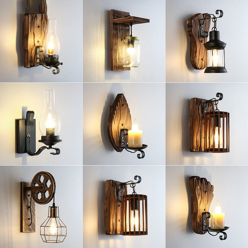 Chinese retro nostalgic boat wooden wall lamp, restaurant creative balcony corridor antique tea room decorative wall lamp - Lighting Fixtures | CHEERFUL Kenya
