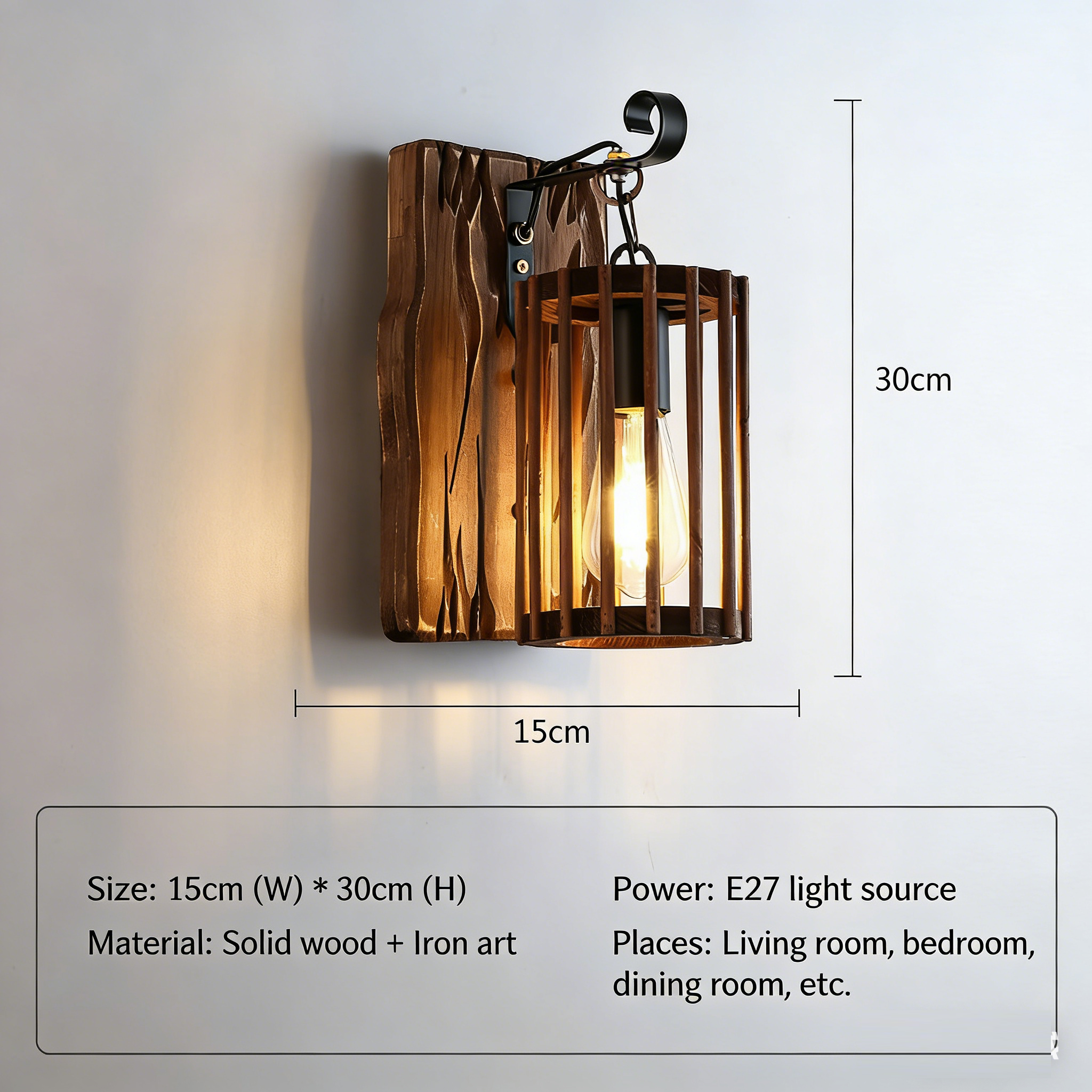 Chinese retro nostalgic boat wooden wall lamp, restaurant creative balcony corridor antique tea room decorative wall lamp - Lighting Fixtures | CHEERFUL Kenya image 4 detail view
