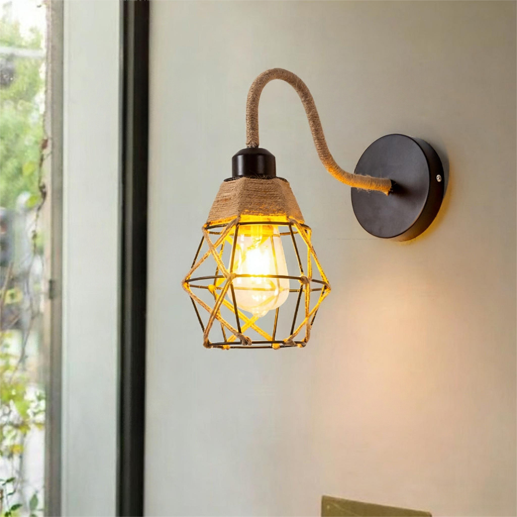 Industrial style wall lamp, creative restaurant, living room, corridor, balcony, bedroom, study iron rope wall lamp - Lighting Fixtures | CHEERFUL Kenya image 3