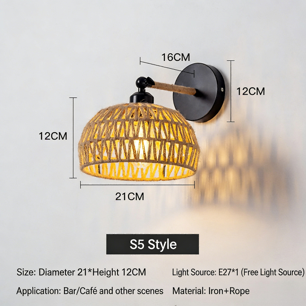 Industrial style wall lamp, creative restaurant, living room, corridor, balcony, bedroom, study iron rope wall lamp - Lighting Fixtures | CHEERFUL Kenya image 3 detail view