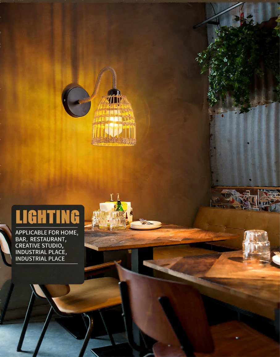 Industrial style wall lamp, creative restaurant, living room, corridor, balcony, bedroom, study iron rope wall lamp - Lighting Fixtures | CHEERFUL Kenya image 5 detail view
