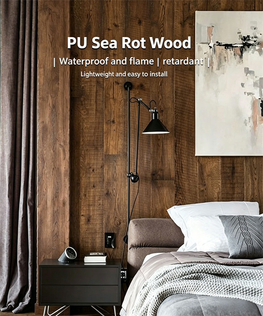 PU sea rot wood weathering, wood imitation board, carbonized board lightweight cultural brick background wall - PU Stone | CHEERFUL Kenya image 2
