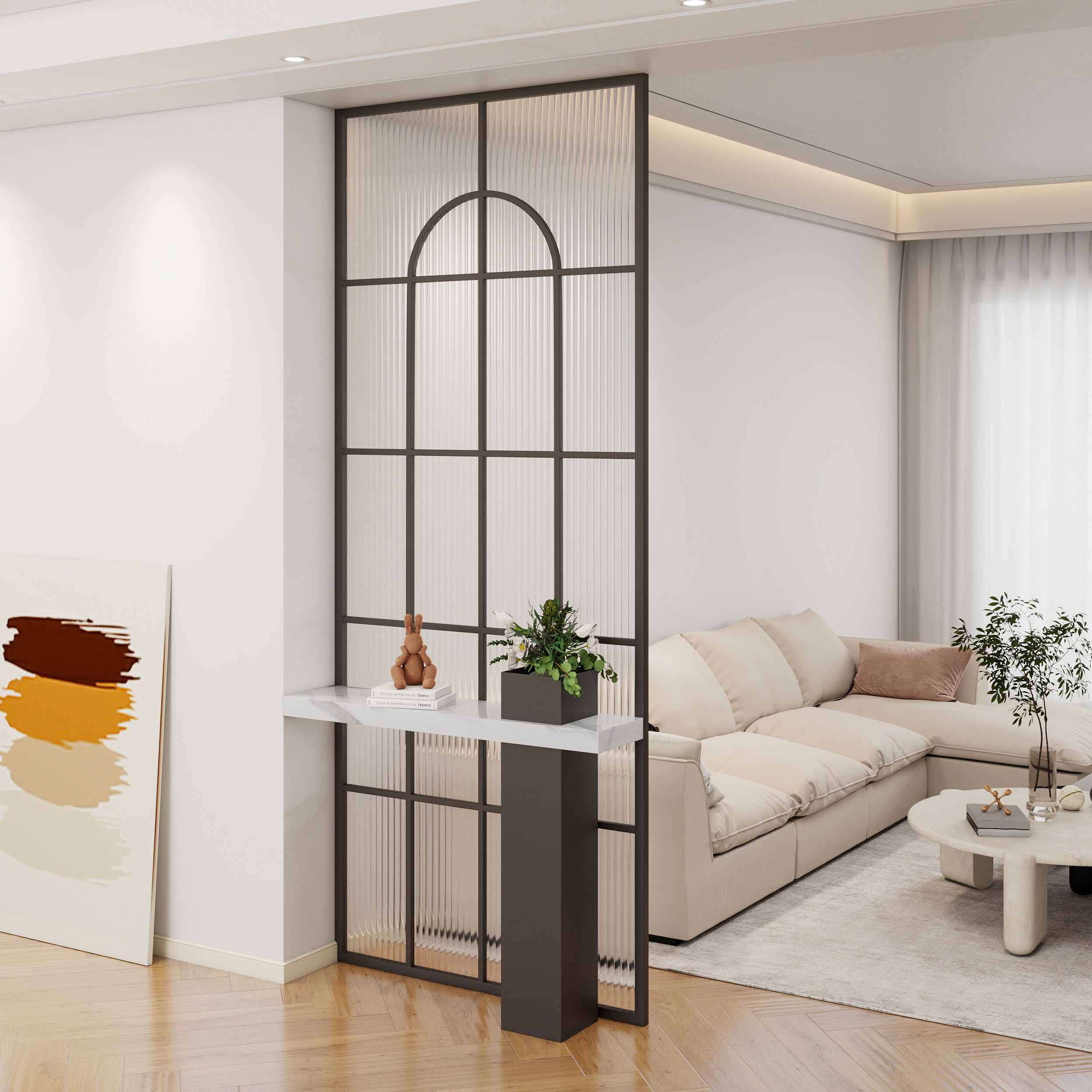 Glass screen, living room decorative entrance, creative simple carbon steel partition screen - Door/Window | CHEERFUL Kenya image 3