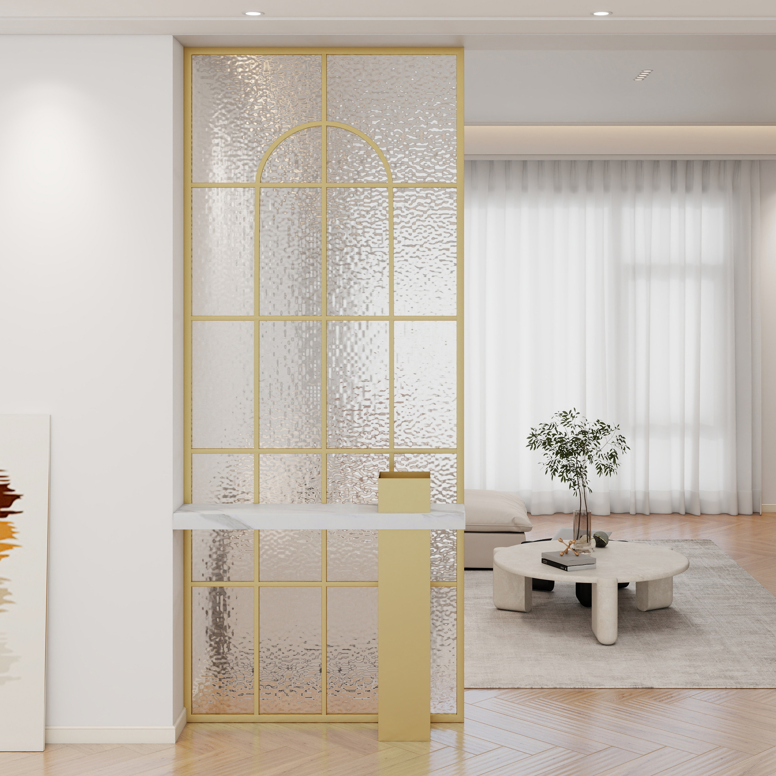 Glass screen, living room decorative entrance, creative simple carbon steel partition screen - Door/Window | CHEERFUL Kenya image 5 detail view
