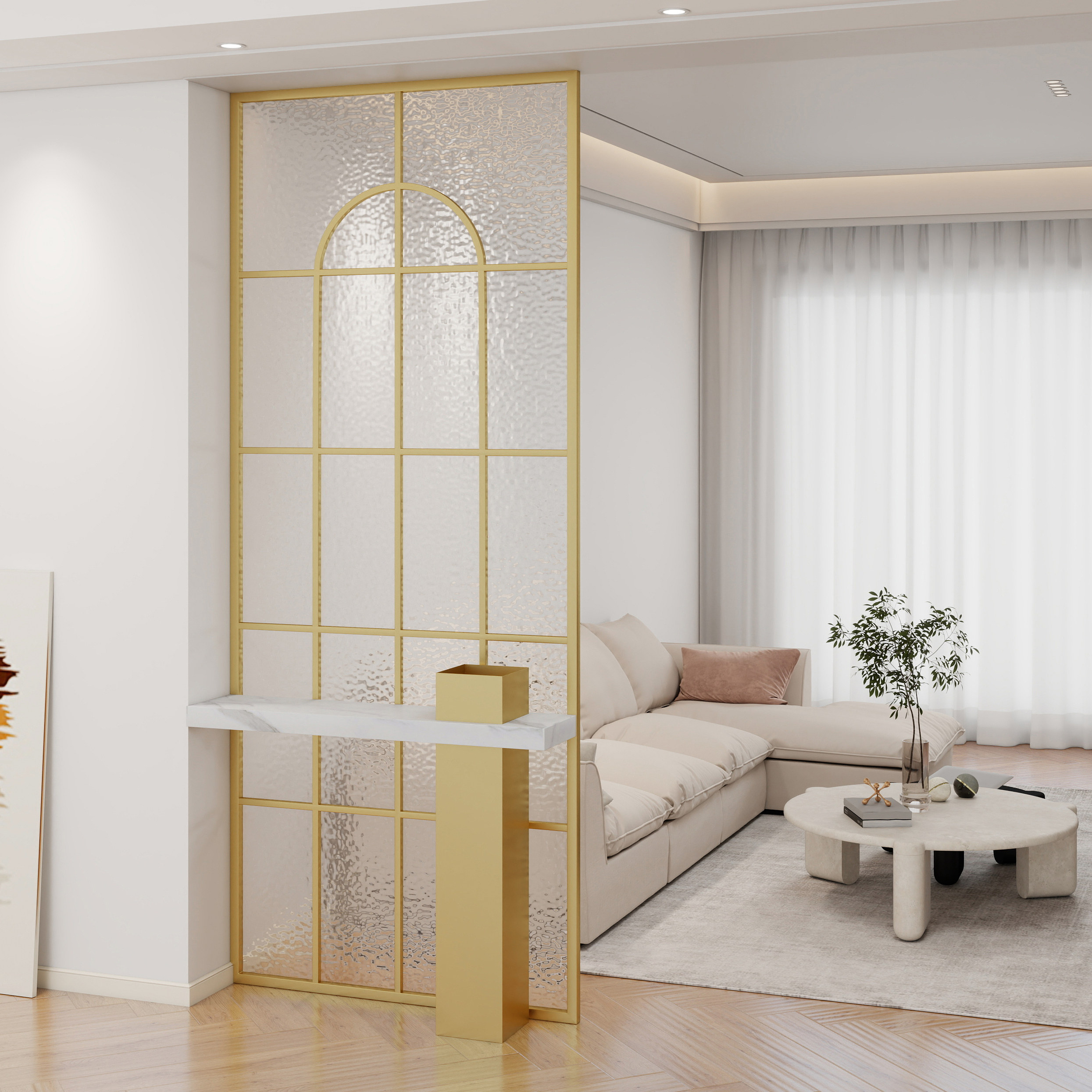 Glass screen, living room decorative entrance, creative simple carbon steel partition screen - Door/Window | CHEERFUL Kenya image 6 detail view