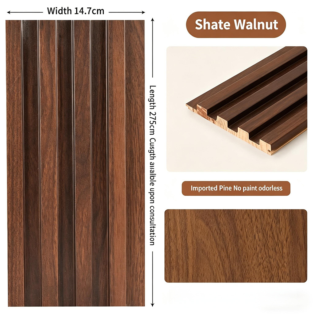 Solid wood grating board, wooden grating wall panel, TV background wall decoration, concave convex isolation small Great Wall board grid - Panels / Coating | CHEERFUL Kenya image 3 detail view